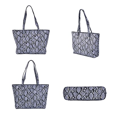 Passage Black Snake Skin Pattern Faux Leather Tote Bag Crossbody Bag, Clutch Bag and Wallet