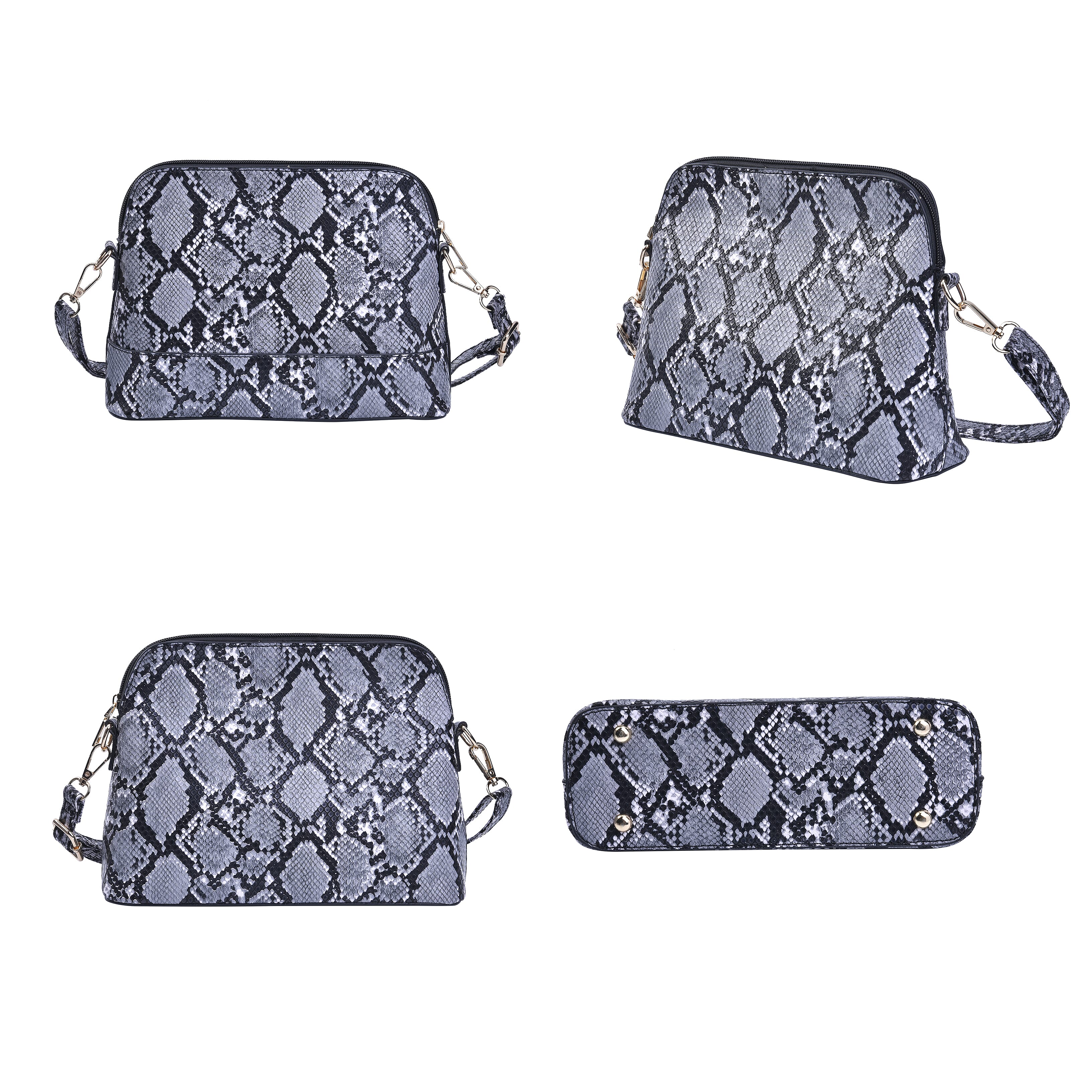 Passage Black Snake Skin Pattern Faux Leather Tote Bag Crossbody Bag, Clutch Bag and Wallet