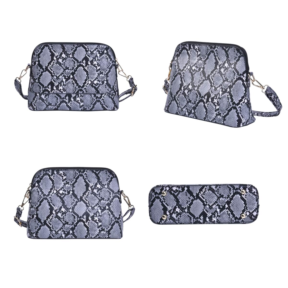 PASSAGE Black Snake Skin Pattern Faux Leather Totebag (13"x4"x10.5"), Crossbody Bag (10.24"x3.15"x7.5"), Clutch Bag (9.84"x6.3") and Wallet (7.87"x4") image number 4