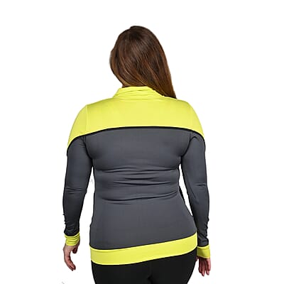 ISAAC MIZRAHI Charcoal & Citrine Stand Collar Zip-up Sport Jacket - L