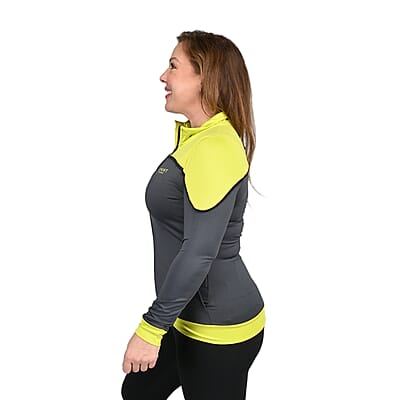 ISAAC MIZRAHI Charcoal & Citrine Stand Collar Zip-up Sport Jacket - L