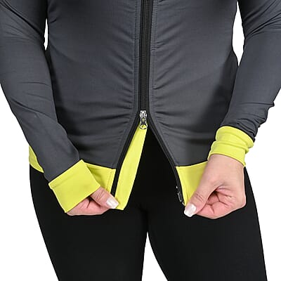 ISAAC MIZRAHI Charcoal & Citrine Stand Collar Zip-up Sport Jacket - L