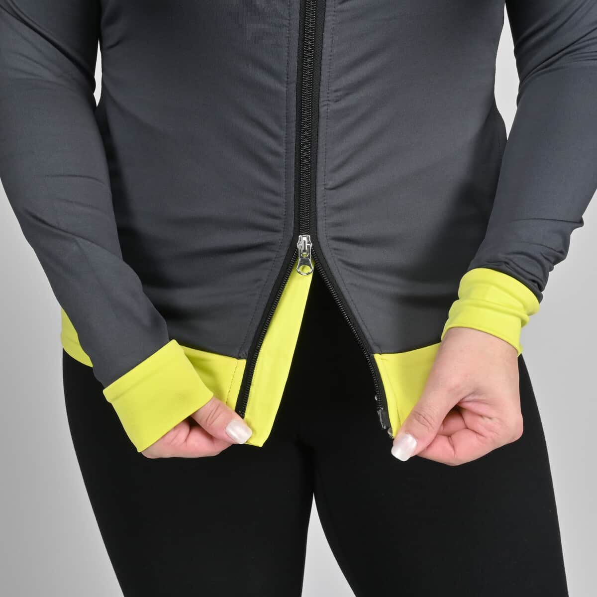 ISAAC MIZRAHI Charcoal Hooded Zip-up Sport Jacket - L image number 3