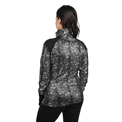 ISAAC MIZRAHI Black & Purple Metallic Reptile Zip-up Sport Jacket - L