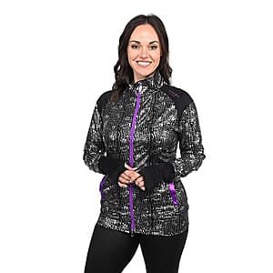ISAAC MIZRAHI Black & Purple Metallic Reptile Zip-up Sport Jacket - S