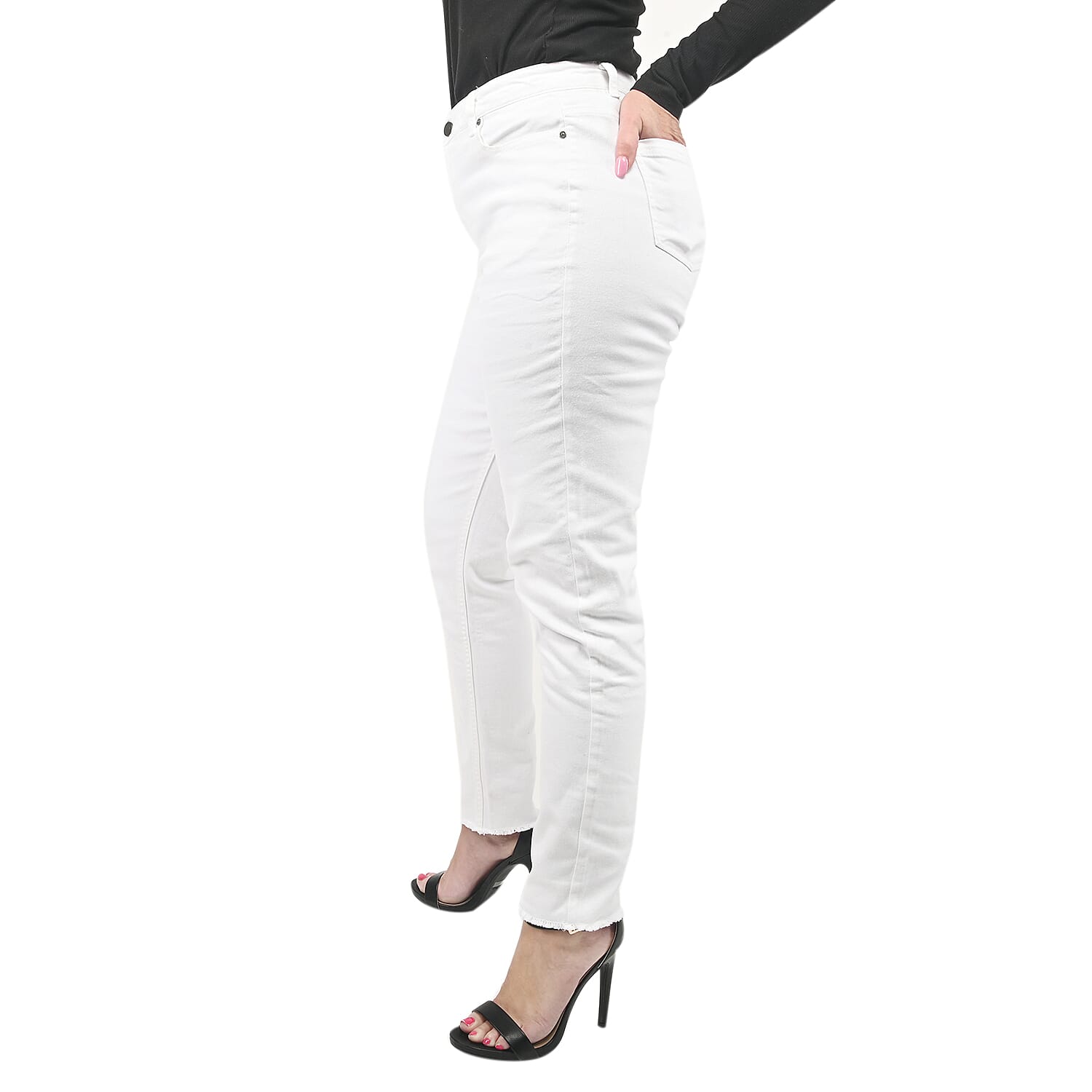 Halston White Denim Skinny High Waist Jean - Size 6