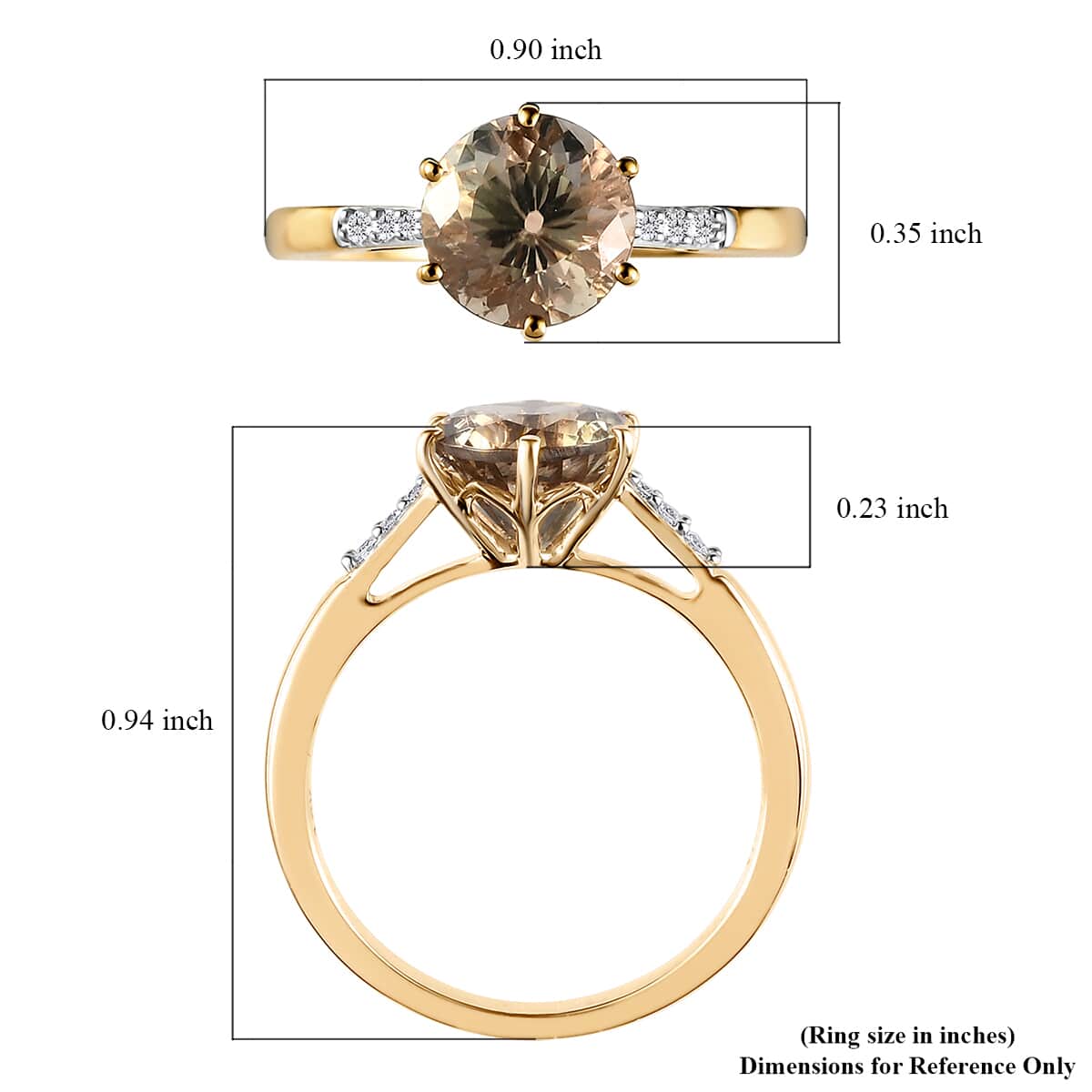 ILIANA 18K Yellow Gold 100 Facet Turkizite, Diamond (G-H, SI) Ring (Size 10.0) (3 g) 2.20 ctw image number 5