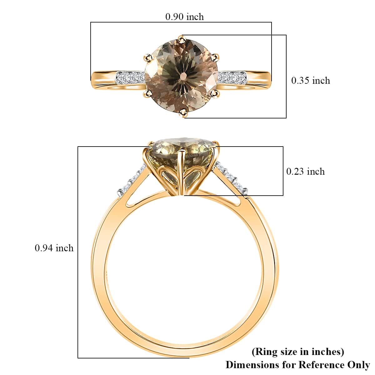 Iliana 18K Yellow Gold 100 Facet AAA Turkizite and G-H SI Diamond Ring (Size 7.0) 2.20 ctw image number 5