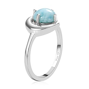 Larimar Sea and Moon Ring in Platinum Over Sterling Silver (Size 7.0) 1.65 ctw