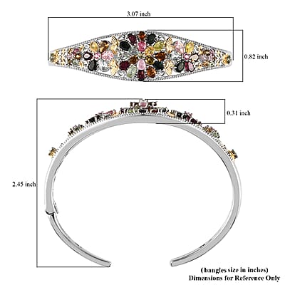 Multi-Tourmaline Cuff Bracelet in Vermeil Yellow Gold and Platinum Over Sterling Silver (7.25 In) 7.10 ctw