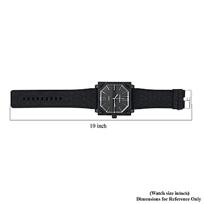 Strada Japanese Movement Octagonal Dial Sports Watch with Black Silicone Strap