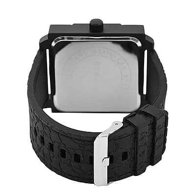Strada Japanese Movement Octagonal Dial Sports Watch with Black Silicone Strap
