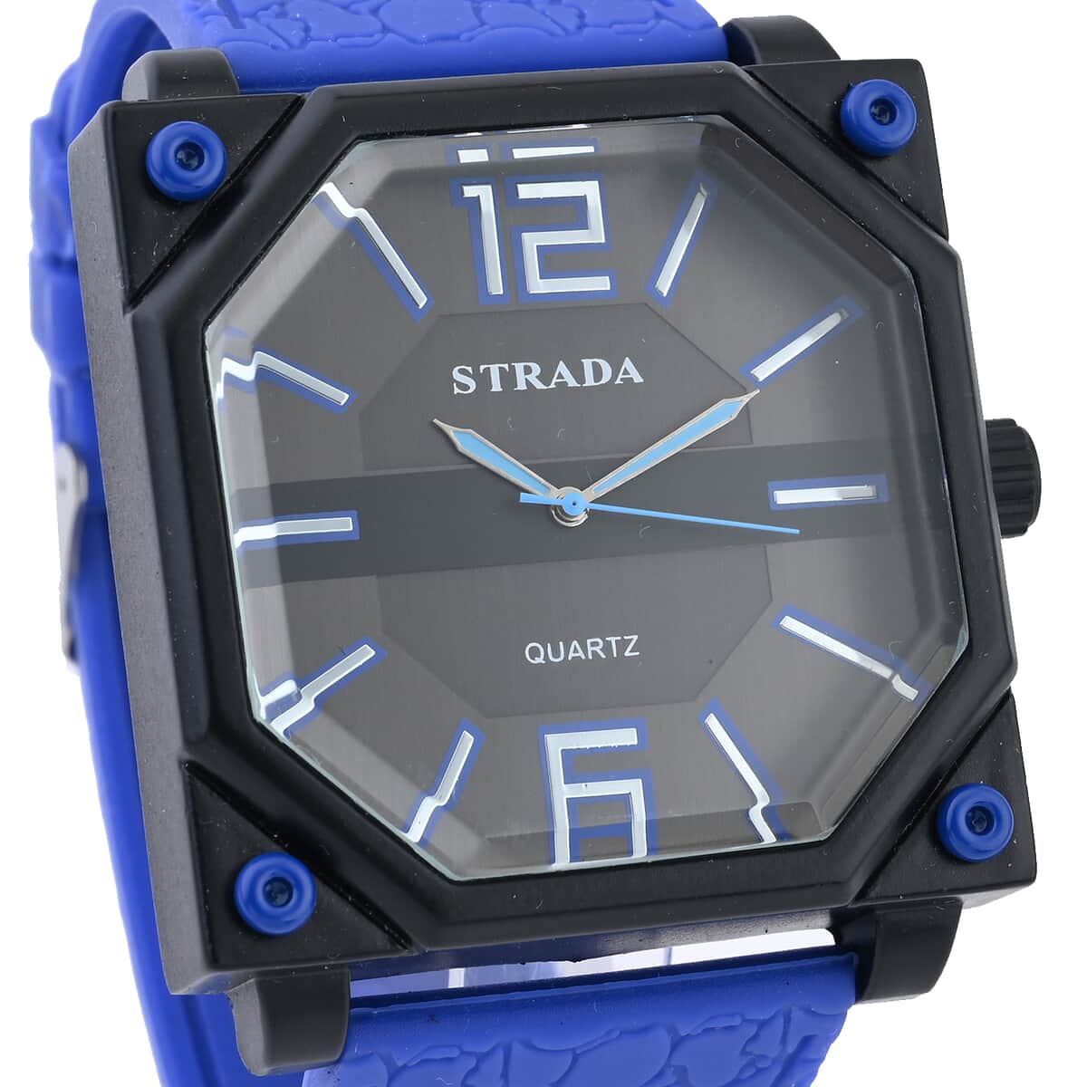 Strada Japanese Movement Octagonal Dial Sports Watch with Blue Silicone Strap image number 2
