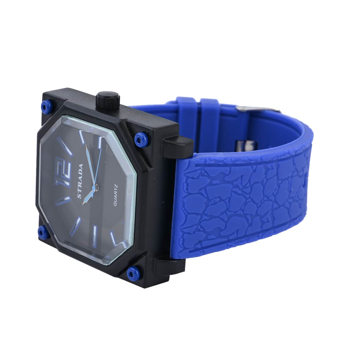 Strada Japanese Movement Octagonal Dial Sports Watch with Blue Silicone Strap image number 3