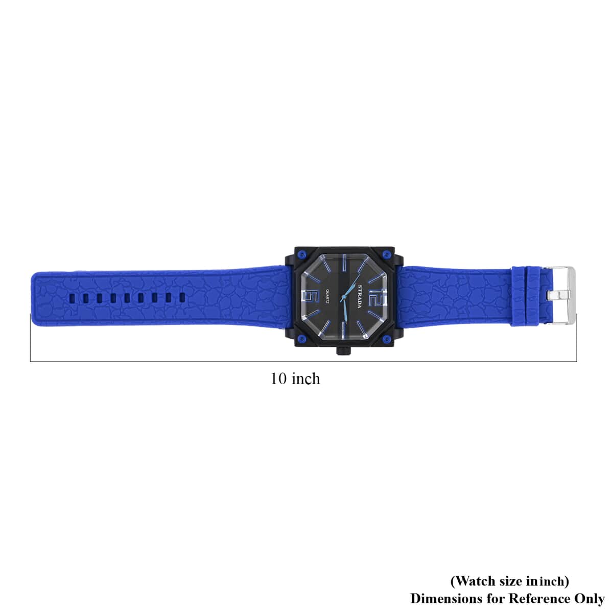 Strada Japanese Movement Octagonal Dial Sports Watch with Blue Silicone Strap image number 6
