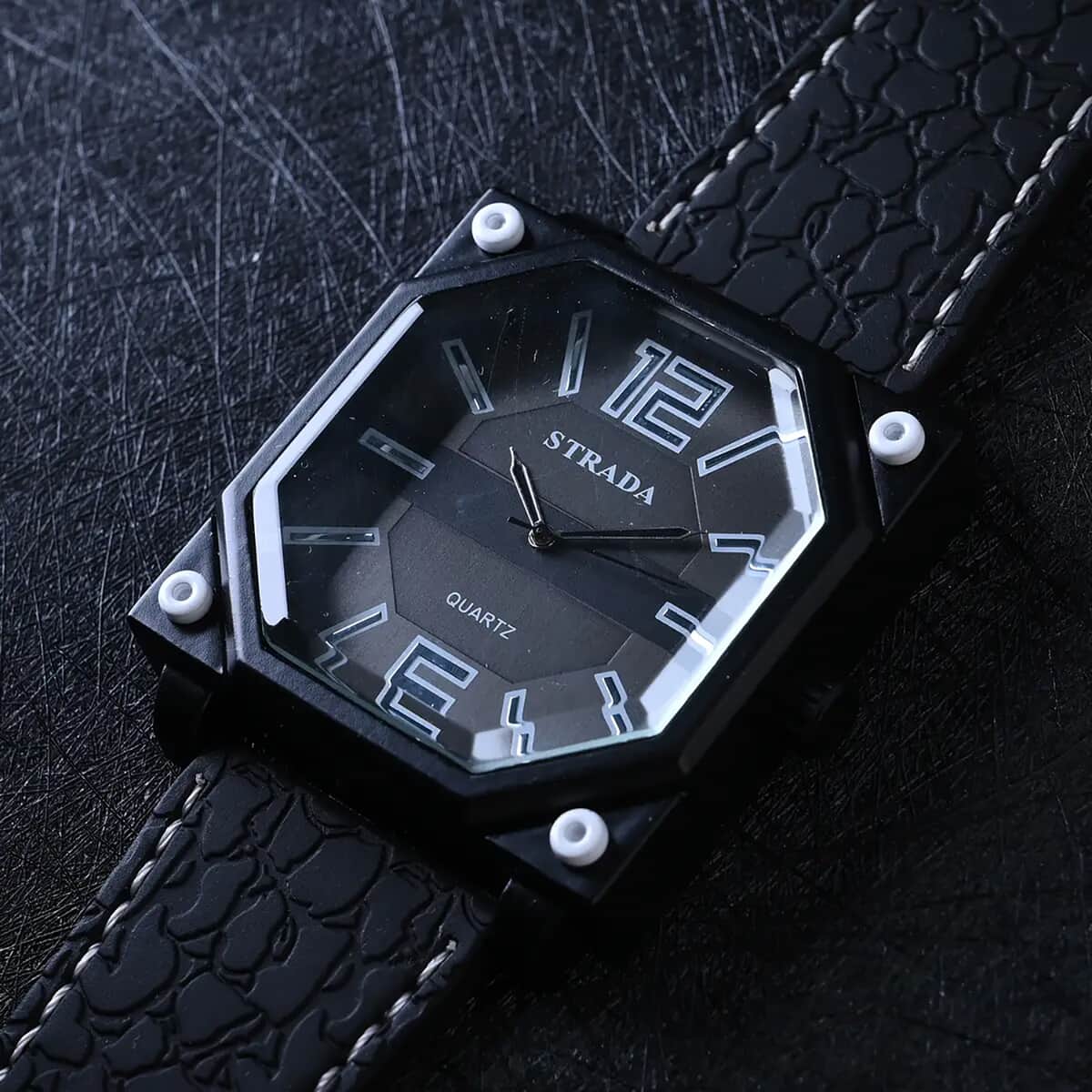 Strada Japanese Movement Octagonal Dial Sports Watch with Black Silicone Strap image number 1