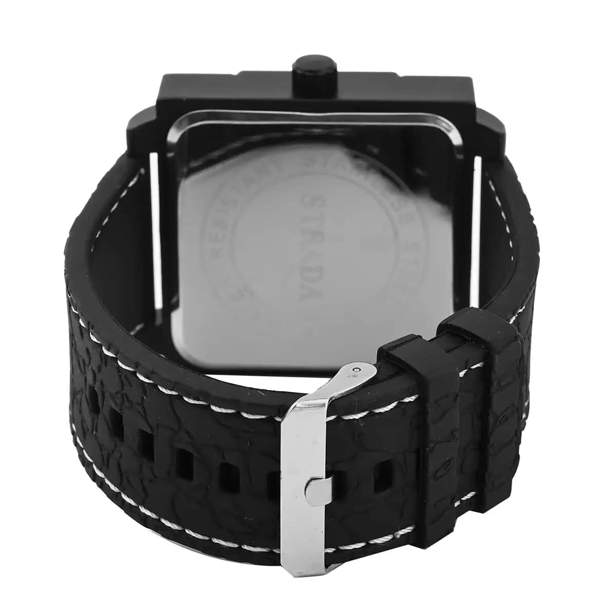 Strada Japanese Movement Octagonal Dial Sports Watch with Black Silicone Strap image number 7