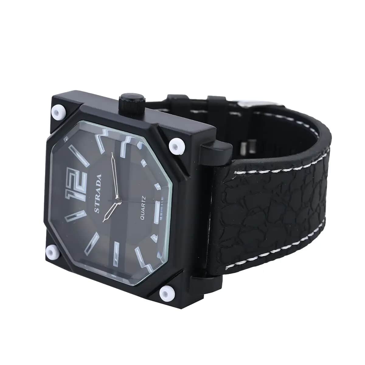 Strada Japanese Movement Octagonal Dial Sports Watch with Black Silicone Strap image number 8