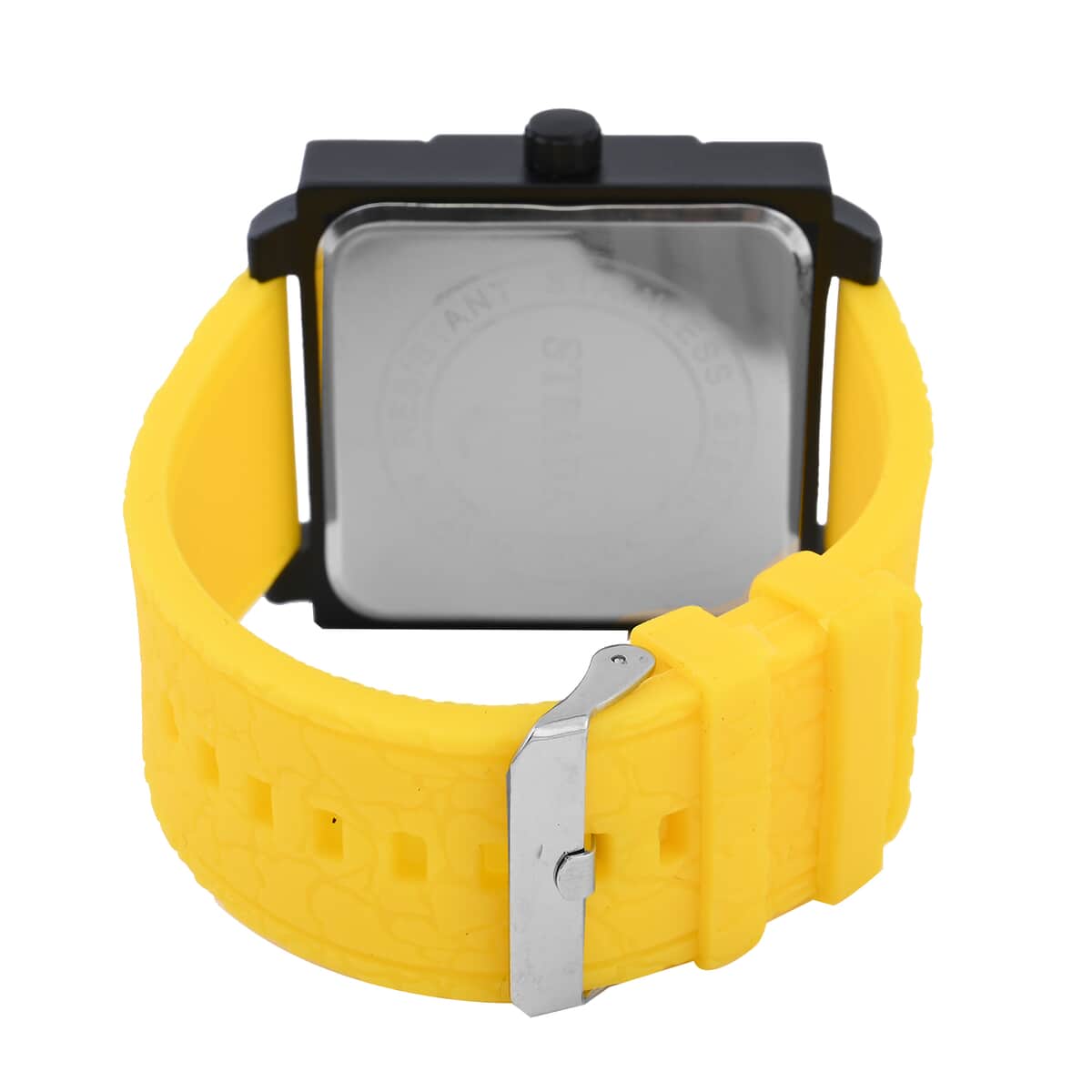 Strada Japanese Movement Octagonal Dial Sports Watch with Yellow Silicone Strap image number 4