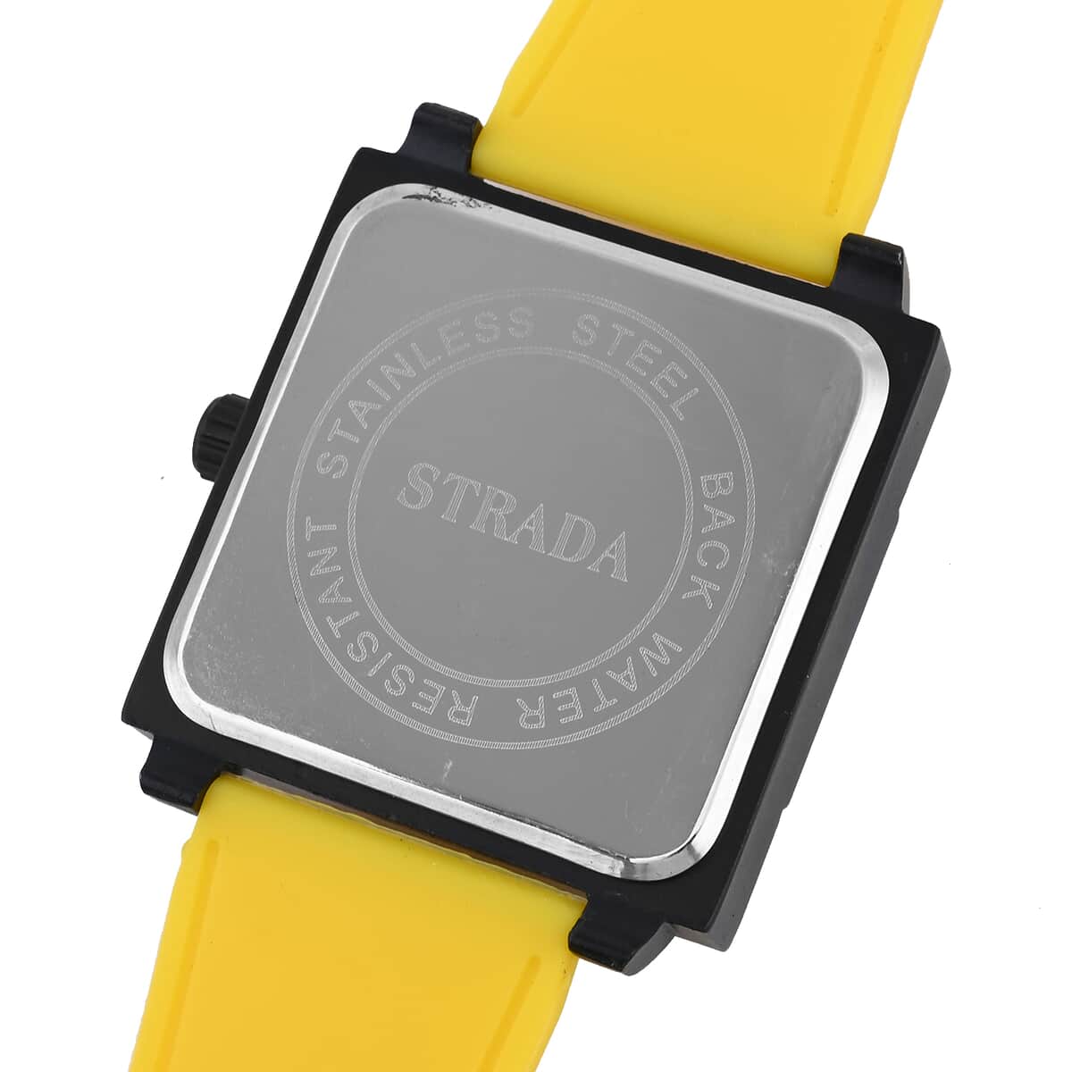 Strada Japanese Movement Octagonal Dial Sports Watch with Yellow Silicone Strap image number 5