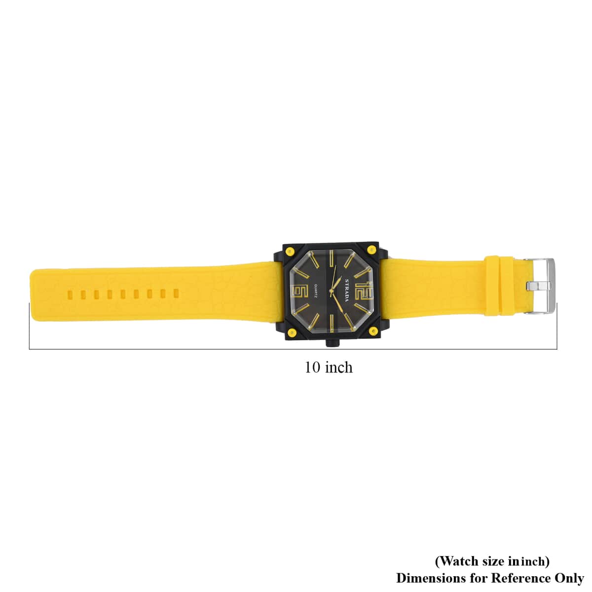 Strada Japanese Movement Octagonal Dial Sports Watch with Yellow Silicone Strap image number 6