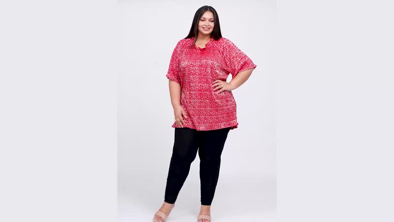 TAMSY, 100% POLYESTER, TUNIC, SIZE- ONE SIZE MISSY, COLOR-RED