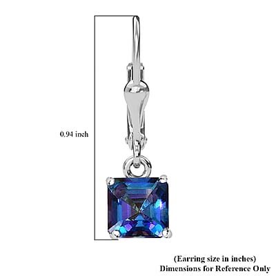 Asscher Cut Brazilian Periwinkle Bloom Petalite Lever Back Earrings in Platinum Over Sterling Silver 1.85 ctw