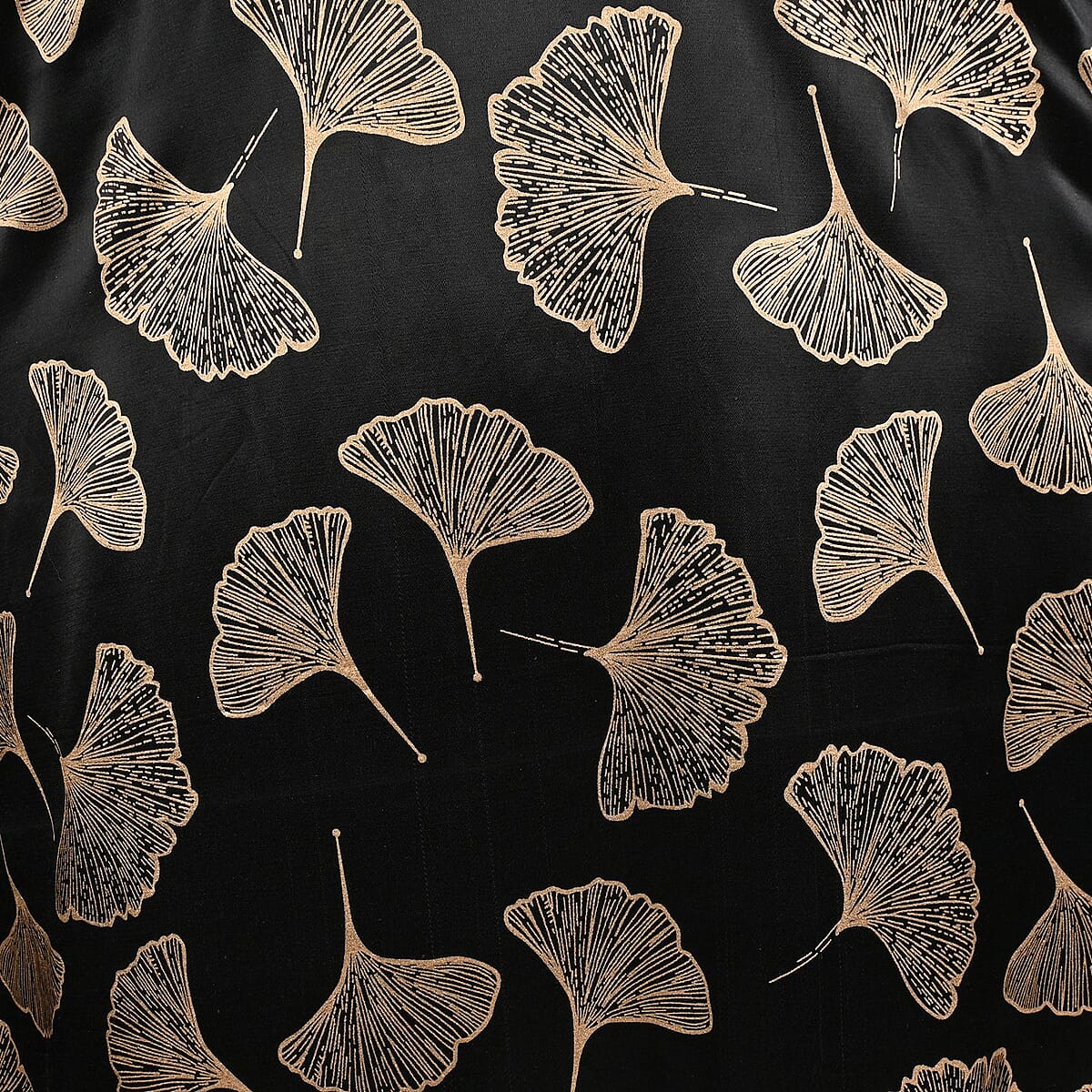 Tamsy Golden Leaf Print Silk Blend Square Neck Kaftan - One Size Fits Most image number 4