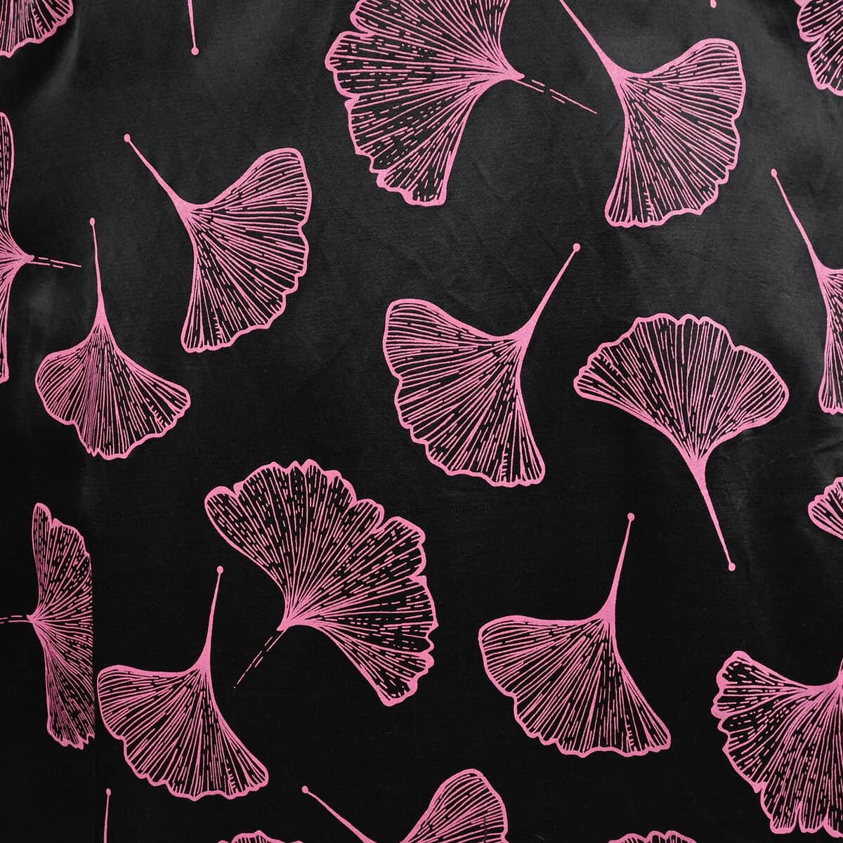 Tamsy Pink Leaf Print Silk Blend Square Neck Kaftan - One Size Fits Most image number 4
