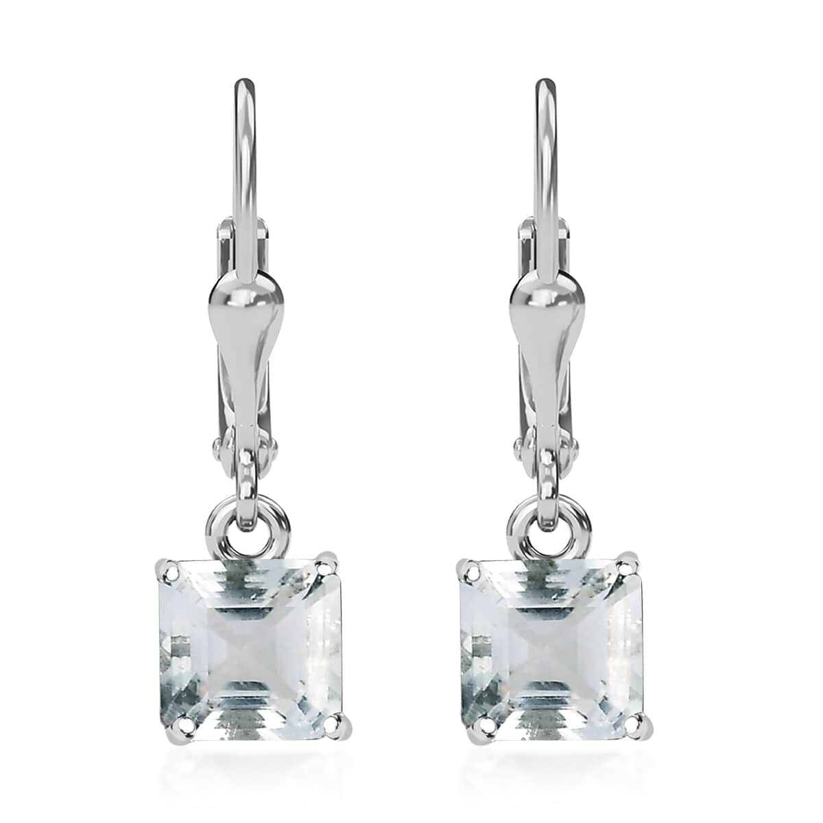 Asscher Cut Brazilian Petalite Lever Back Earrings in Platinum Over Sterling Silver 1.90 ctw image number 0