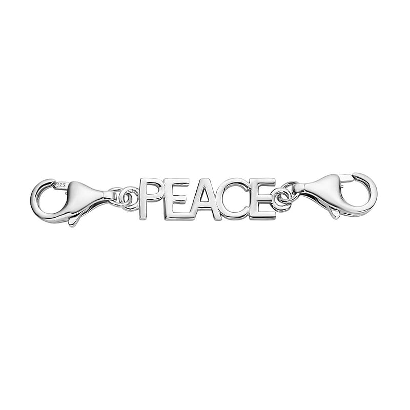 Rhodium Over Sterling Silver 2pcs 9mm Lobster Lock with Peace Extender