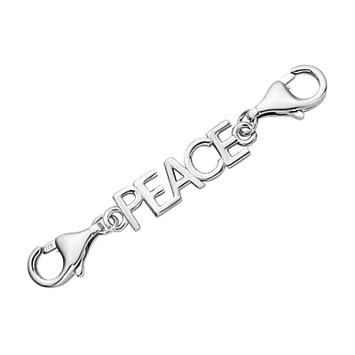 Rhodium Over Sterling Silver 2pcs 9mm Lobster Lock with Peace Extender