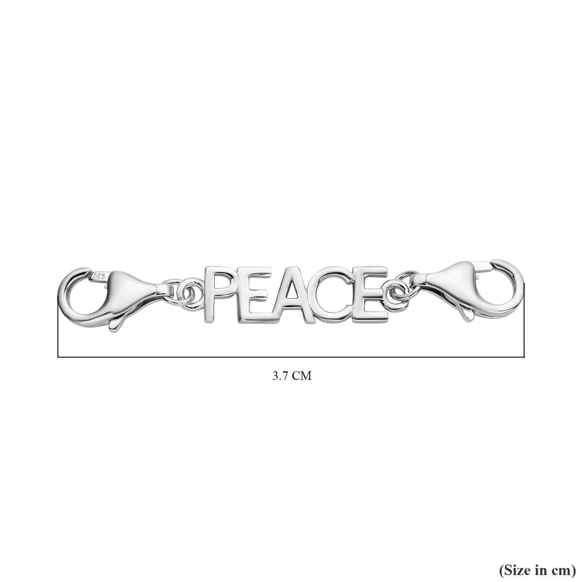 Rhodium Over Sterling Silver 2pcs 9mm Lobster Lock with PEACE Lobster Lock (1.5 Inch) image number 2