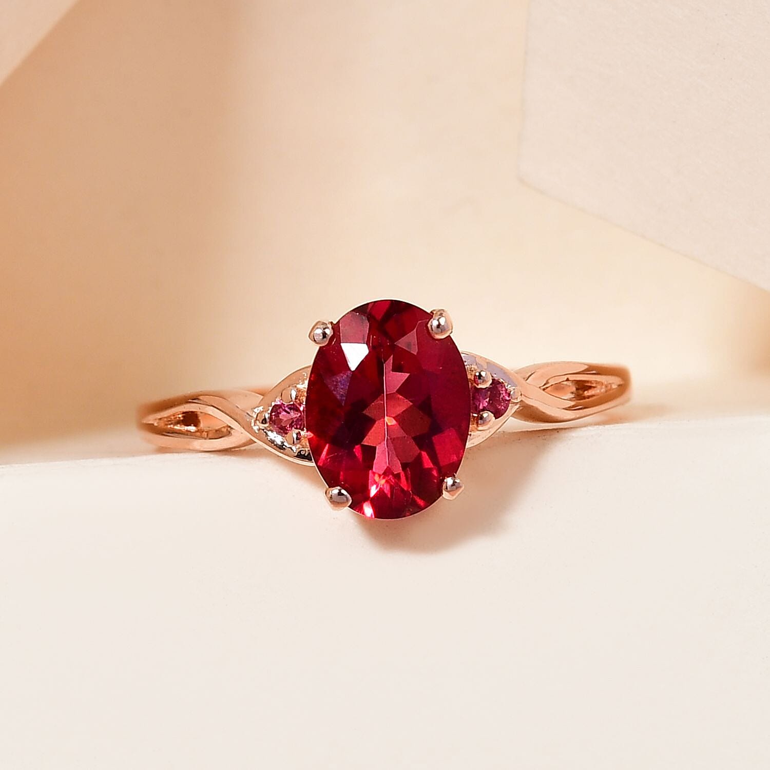 Brazilian Pink Petalite, Morro Redondo Pink Tourmaline Infinity Ring in Vermeil RG Over Sterling Silver (Size 10.0) 1.00 ctw