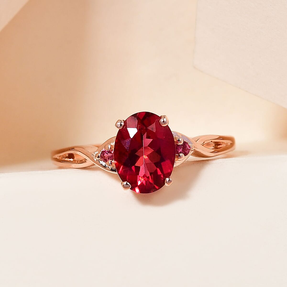 Brazilian Pink Petalite and Morro Redondo Pink Tourmaline Infinity Ring in Vermeil Rose Gold Over Sterling Silver (Size 10.0) 1.00 ctw image number 1