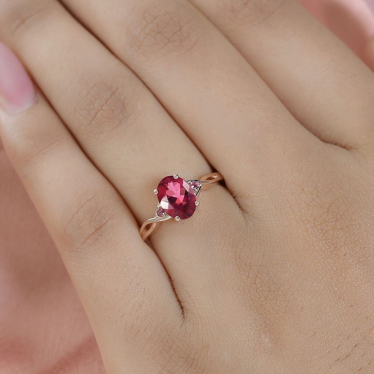 Brazilian Pink Petalite and Morro Redondo Pink Tourmaline Infinity Ring in Vermeil Rose Gold Over Sterling Silver (Size 10.0) 1.00 ctw image number 2
