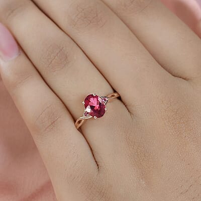 Brazilian Pink Petalite, Morro Redondo Pink Tourmaline Infinity Ring in Vermeil RG Over Sterling Silver (Size 10.0) 1.00 ctw