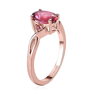 Brazilian Pink Petalite, Morro Redondo Pink Tourmaline Infinity Ring in Vermeil RG Over Sterling Silver (Size 10.0) 1.00 ctw