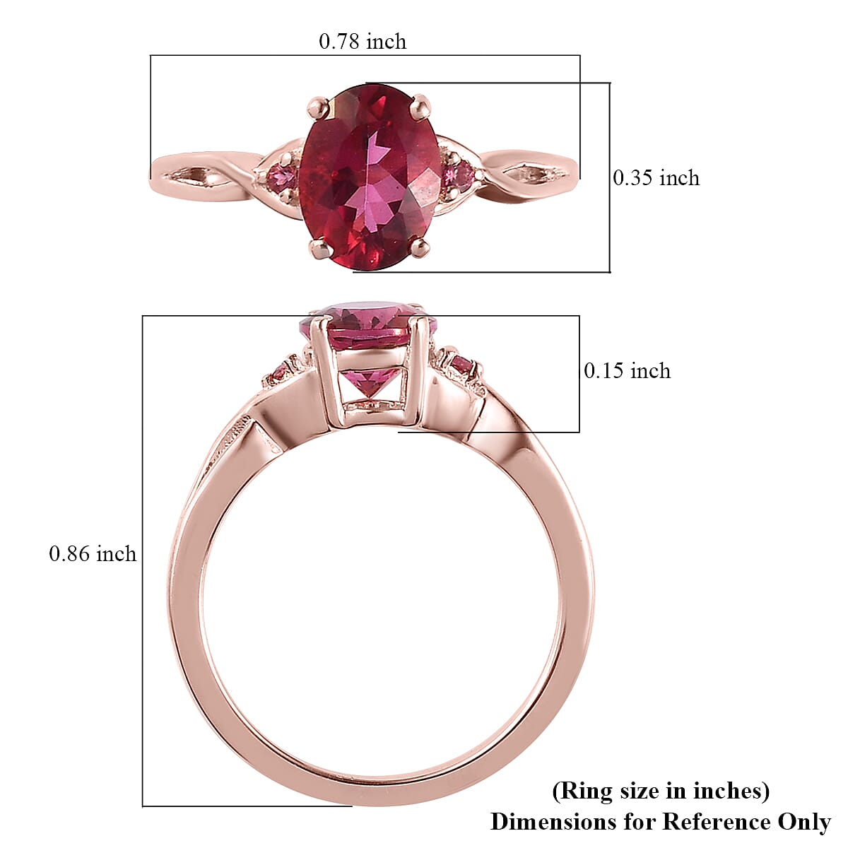 Brazilian Pink Petalite, Morro Redondo Pink Tourmaline Infinity Ring in Vermeil RG Over Sterling Silver (Size 10.0) 1.00 ctw