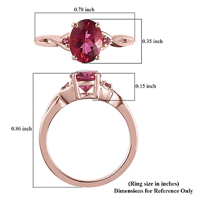 Brazilian Pink Petalite, Morro Redondo Pink Tourmaline Infinity Ring in Vermeil RG Over Sterling Silver (Size 10.0) 1.00 ctw
