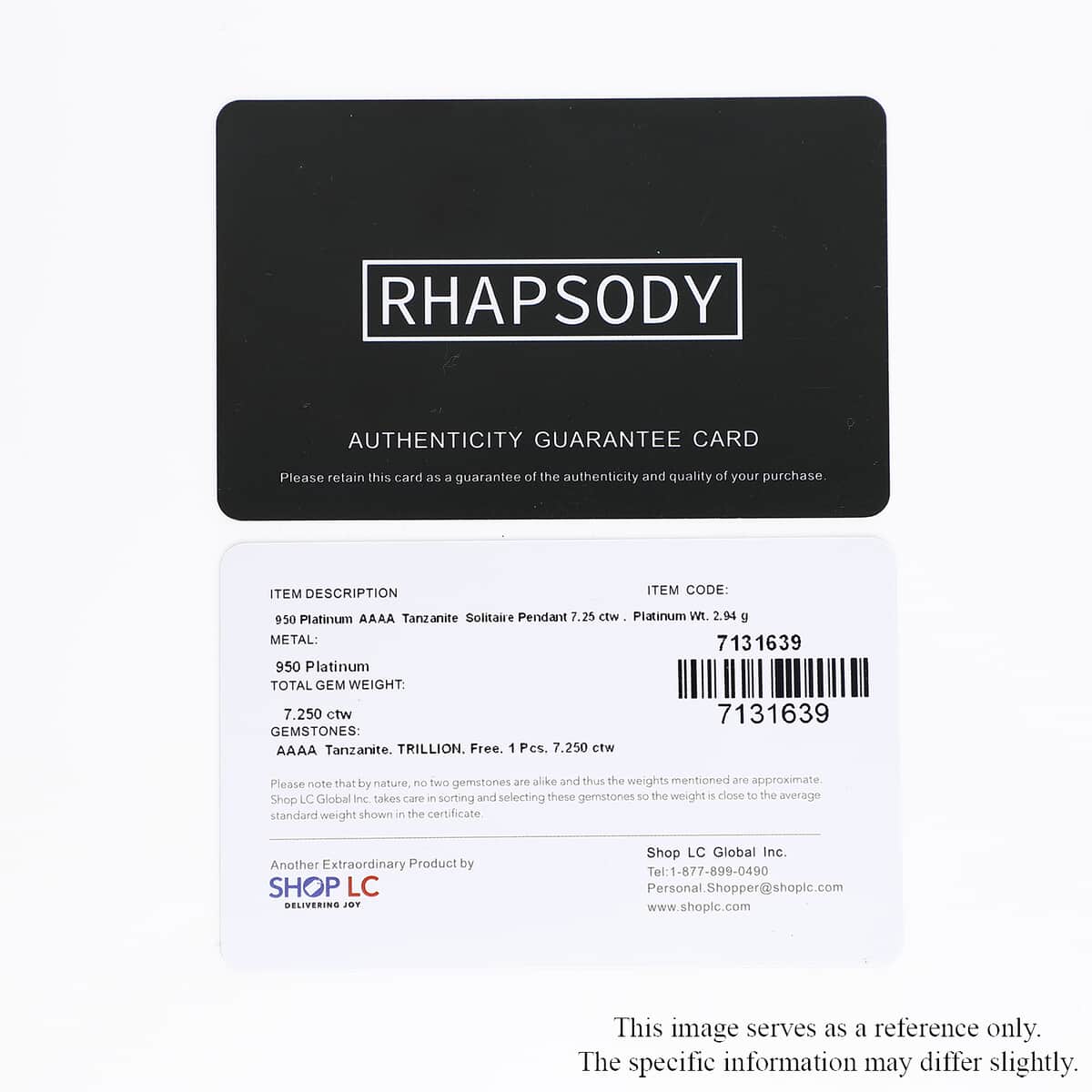 Rhapsody 950 Platinum AAAA Tanzanite Solitaire Pendant 7.65 ctw image number 6