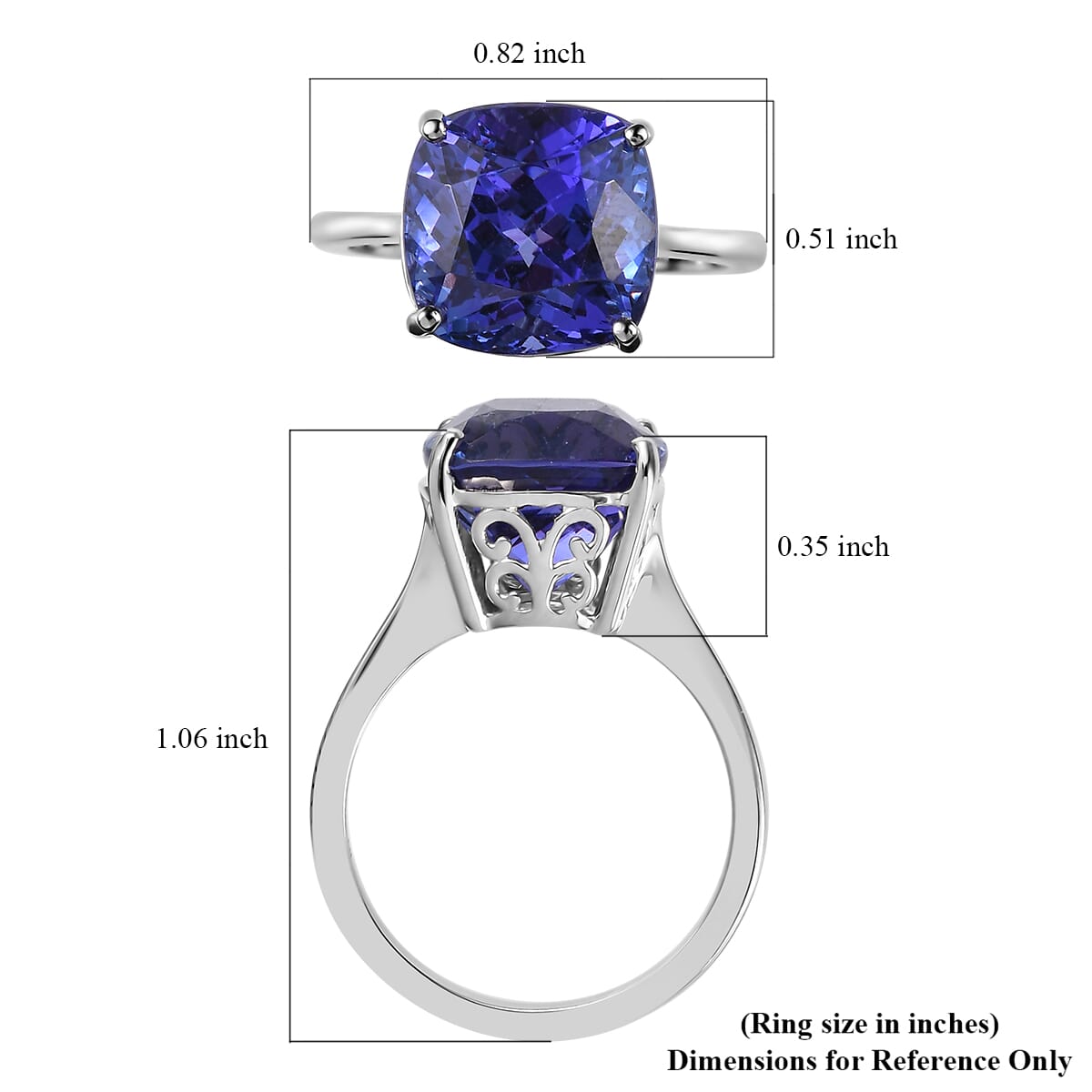 950 Platinum AAAA Tanzanite Solitaire Ring , Platinum Wt. 4.7 g 7.71 ctw image number 5
