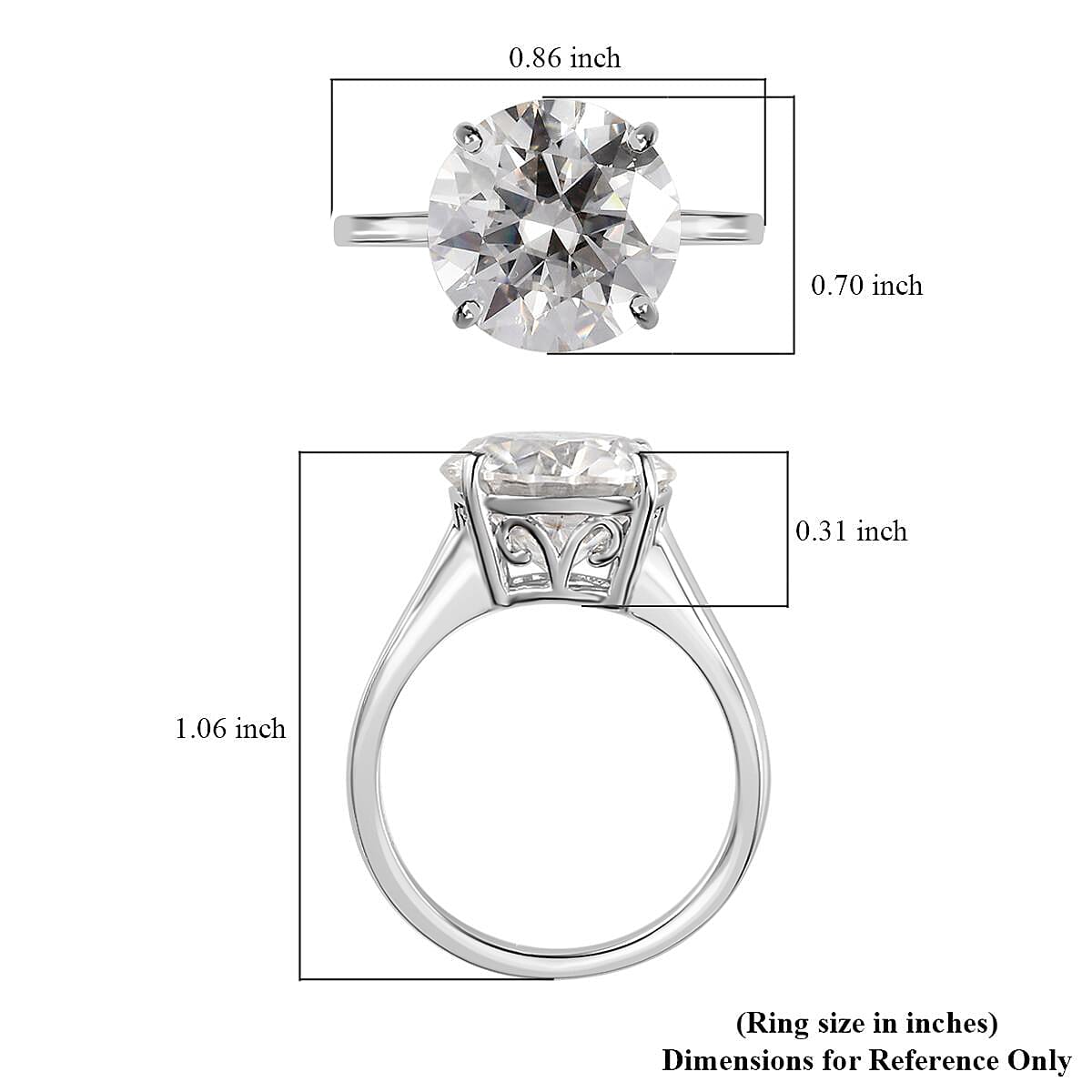 LUXORO 10K White Gold Moissanite VS-EF Solitaire Ring (Size 10.0) 2.90 Grams 5.15 ctw image number 5
