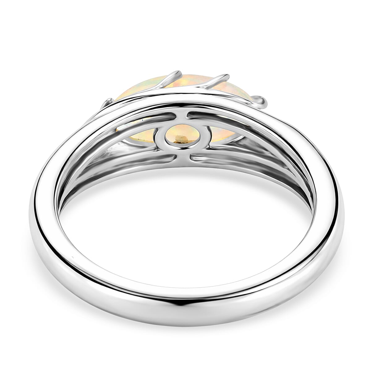 Ethiopian Welo Opal 1.05 ctw Solitaire Ring in Platinum Over Sterling Silver (Size 5.5)