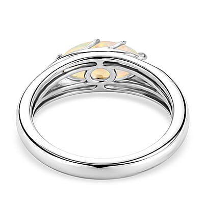 Ethiopian Welo Opal 1.05 ctw Solitaire Ring in Platinum Over Sterling Silver (Size 5.5)
