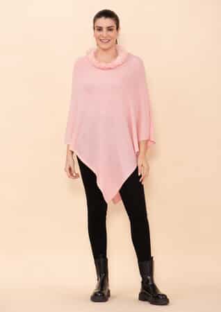 Tamsy Peach 100% Pashmina Wool fur Poncho (One Size Fits Most) image number 0