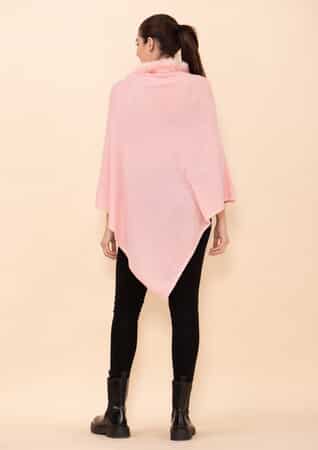 Tamsy Peach 100% Pashmina Wool fur Poncho (One Size Fits Most) image number 1