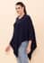 Tamsy Navy 100% Pashmina Wool Poncho (One Size Fits Most) image number 3