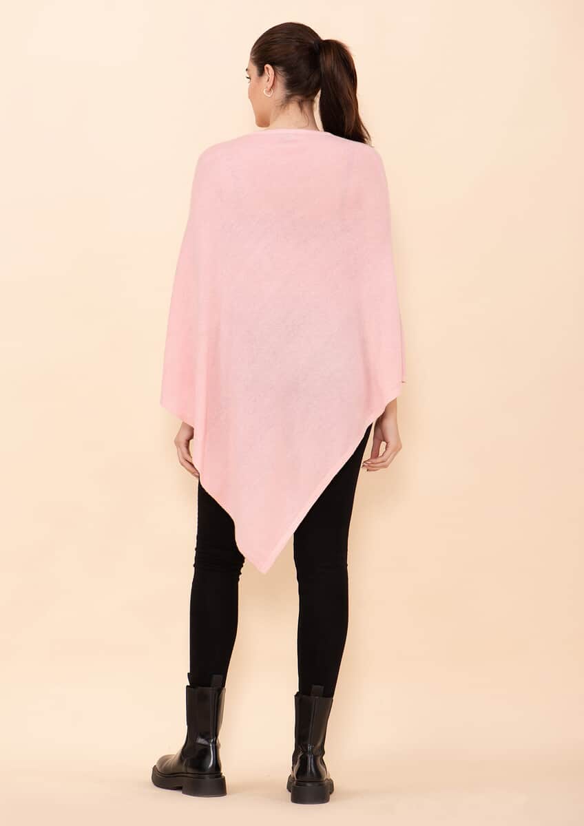 Tamsy Peach 100% Pashmina Wool Poncho (One Size Fits Most) image number 1