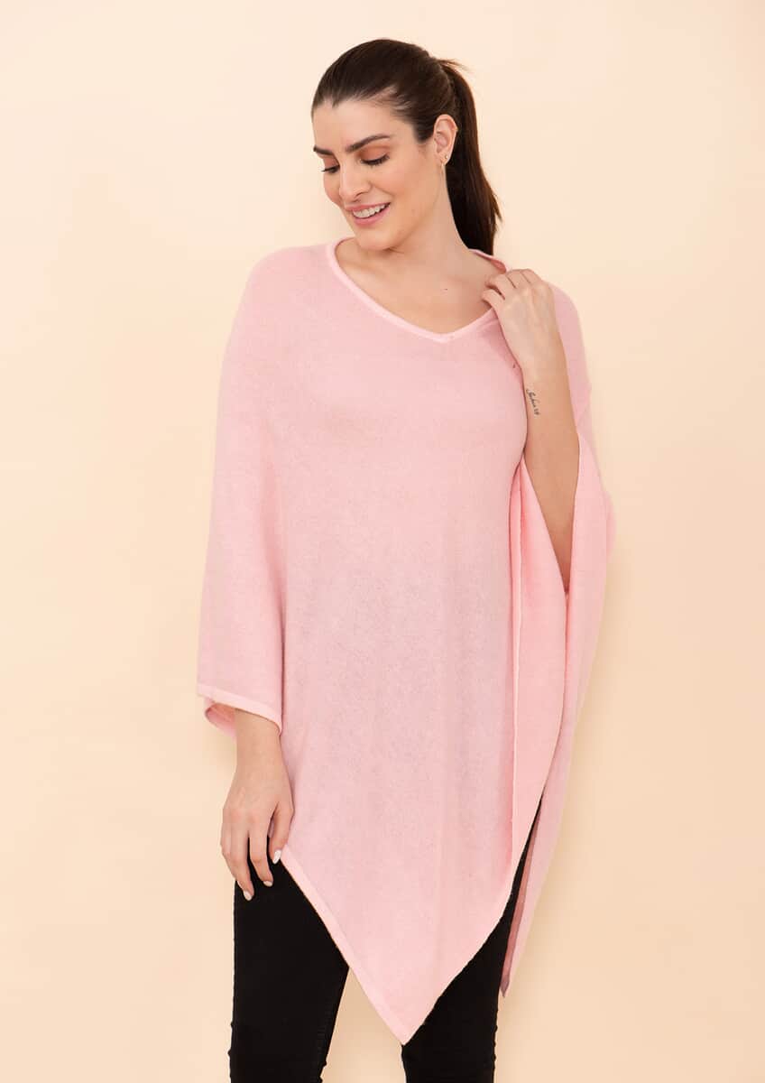 Tamsy Peach 100% Pashmina Wool Poncho (One Size Fits Most) image number 2